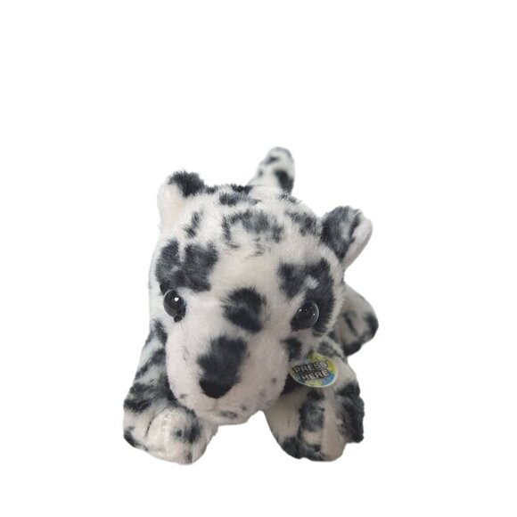 Snow Leopard Talking Plush Stuffed Animal White Black Gray - Picture 2 of 7
